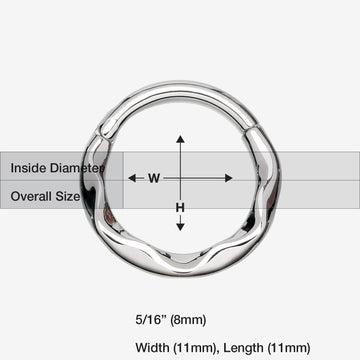 Detail View 1 of Classic Hammered Wave Seamless Clicker Hoop Ring